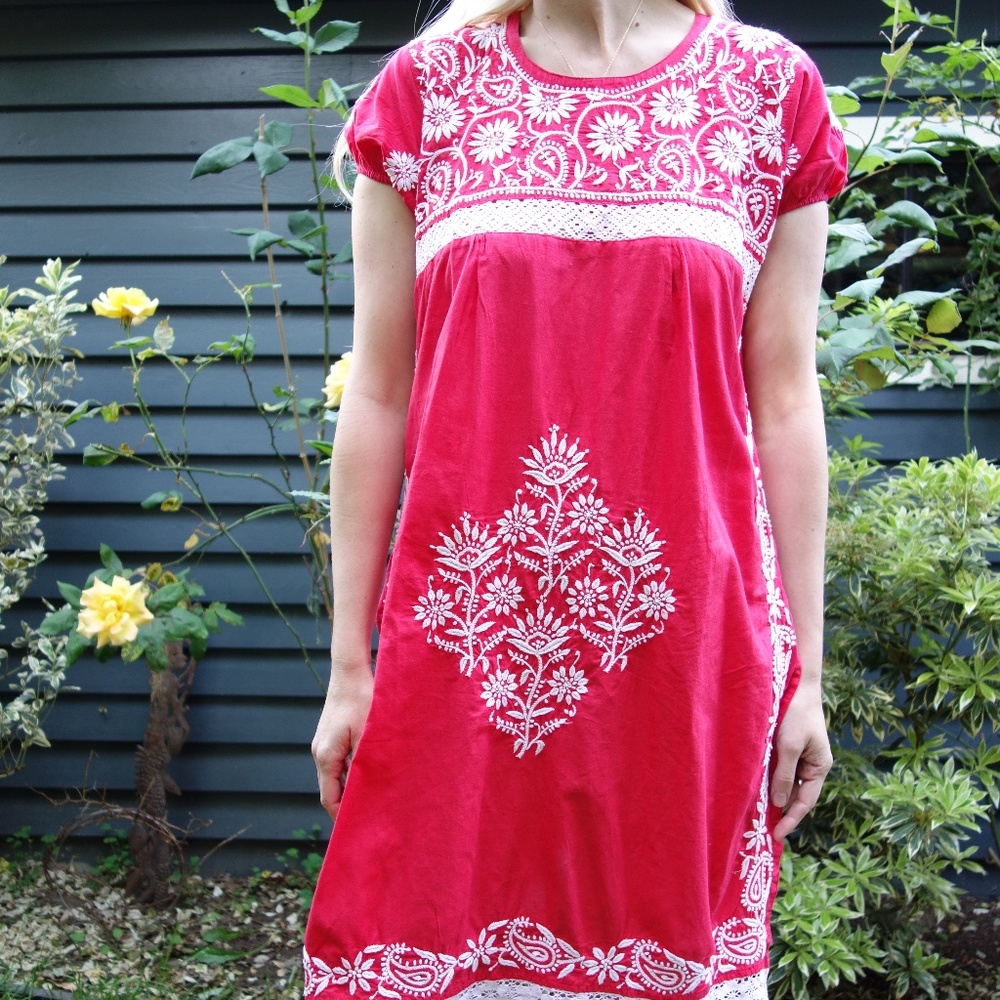 Vintage Pink Embroidered Tunic